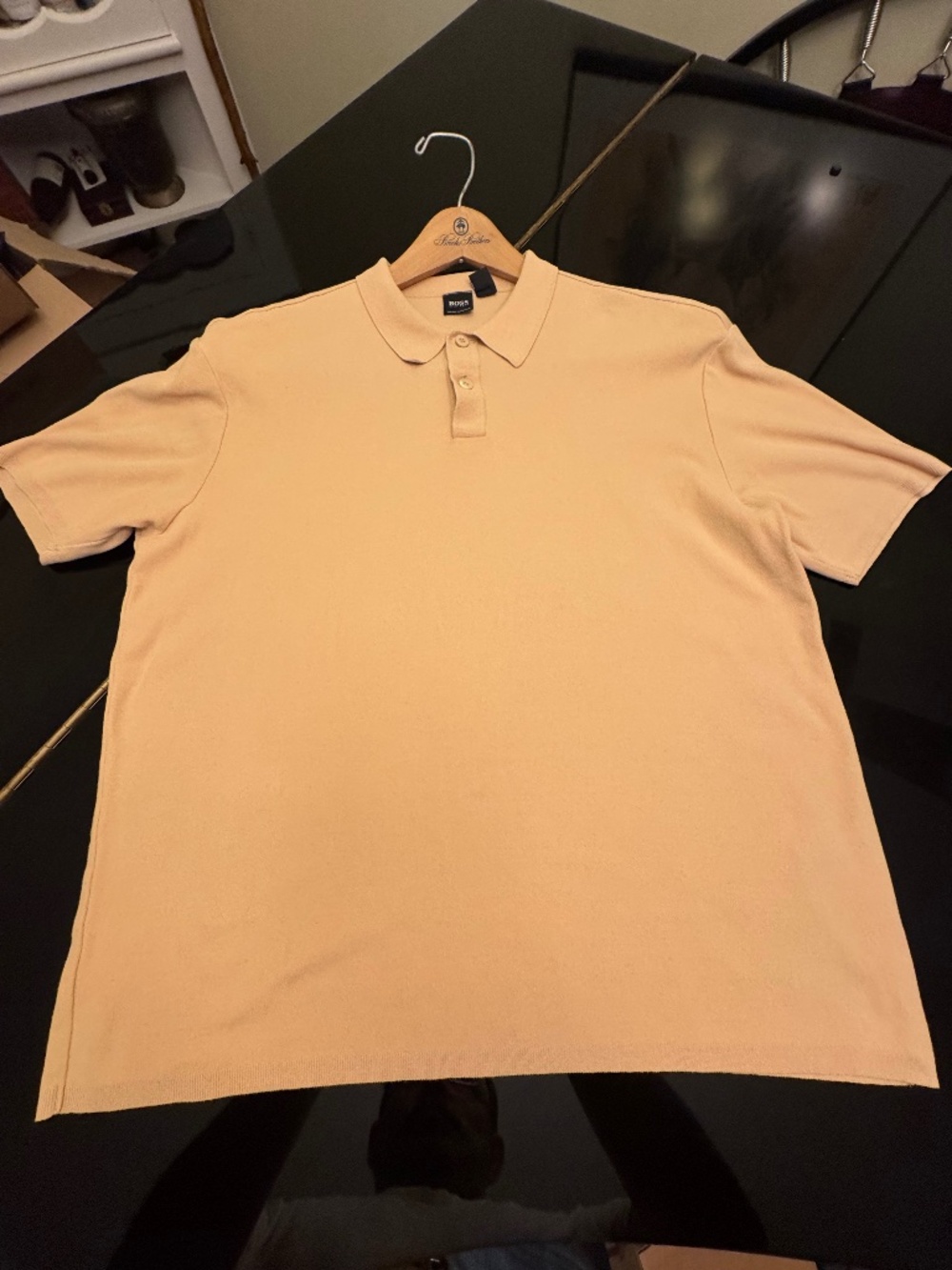Tan Hugo Boss polo, size L